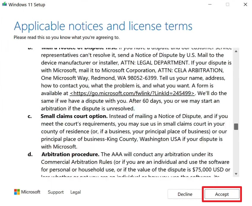 accept term and license