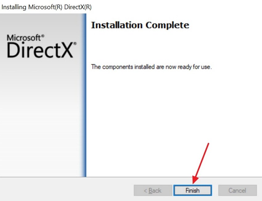 finish directx setup