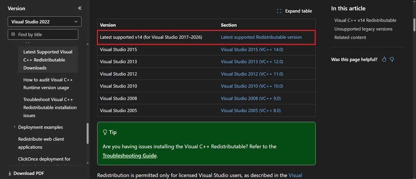 download latest visual c++