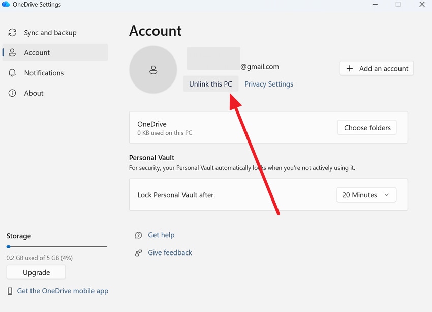 access onedrive account settings