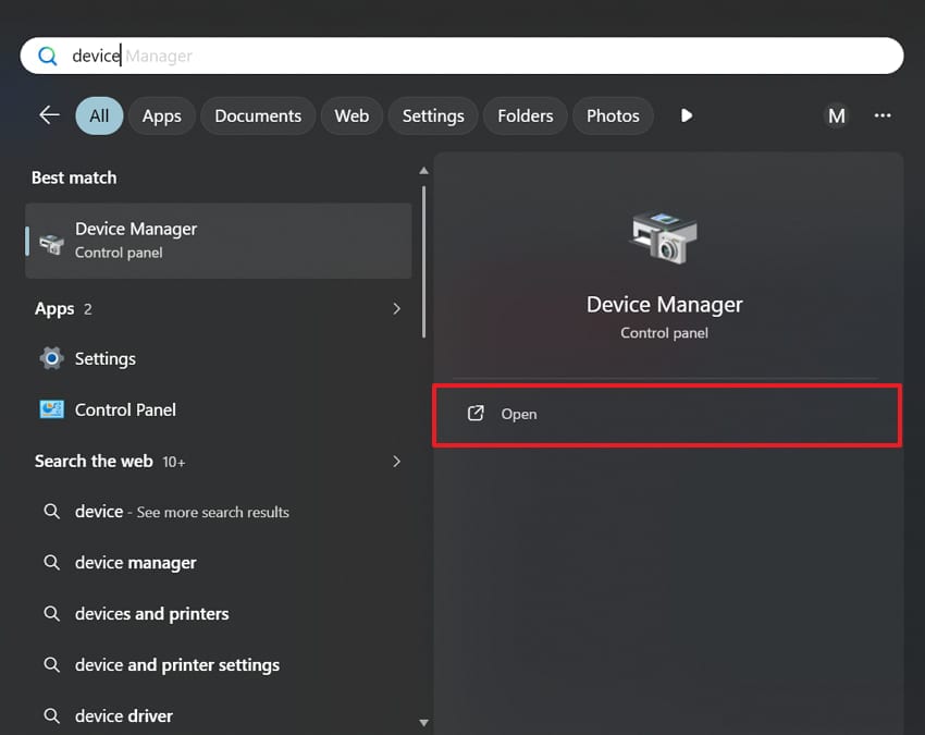 open device manager