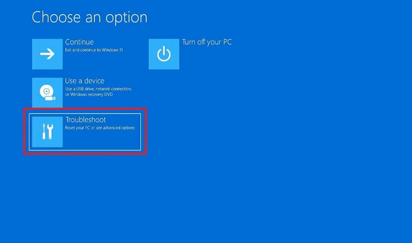 choose troubleshoot