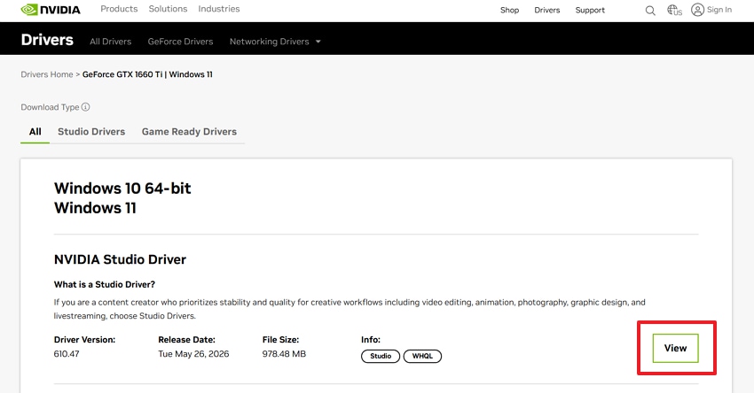check latest gpu driver