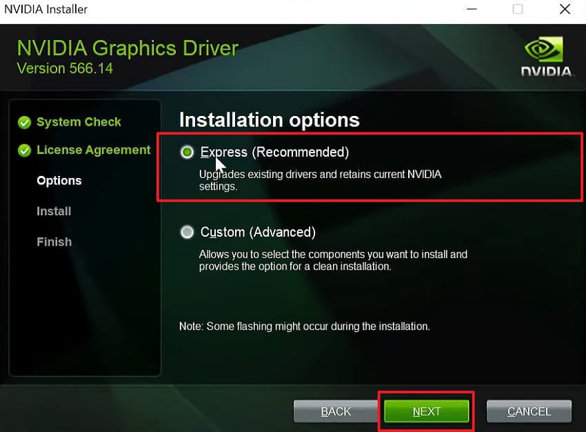 select express option