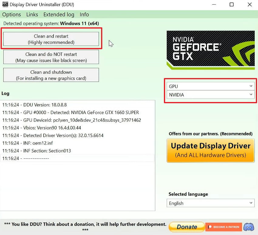 perform clean and restart