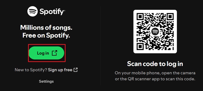 Spotify 계정에 다시 로그인하는 화면