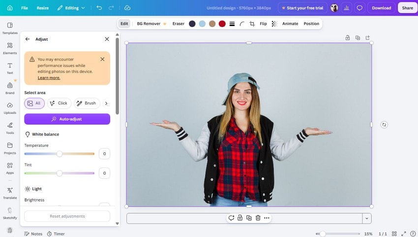 canva auto adjust option