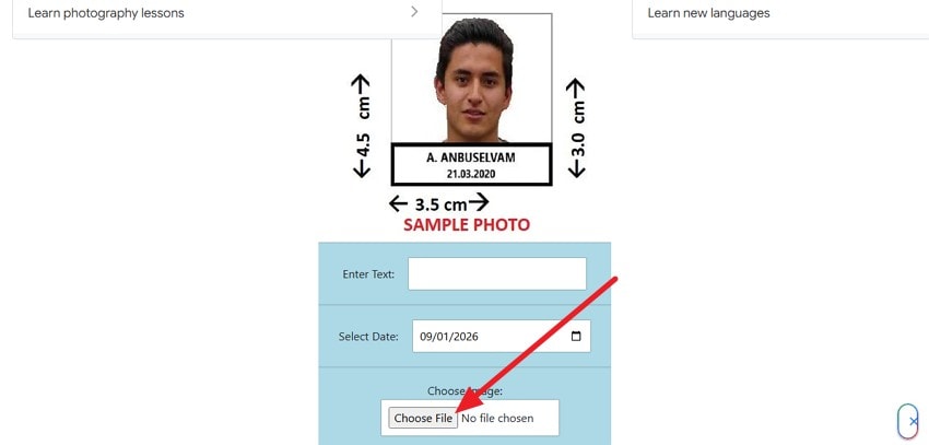 press choose file button
