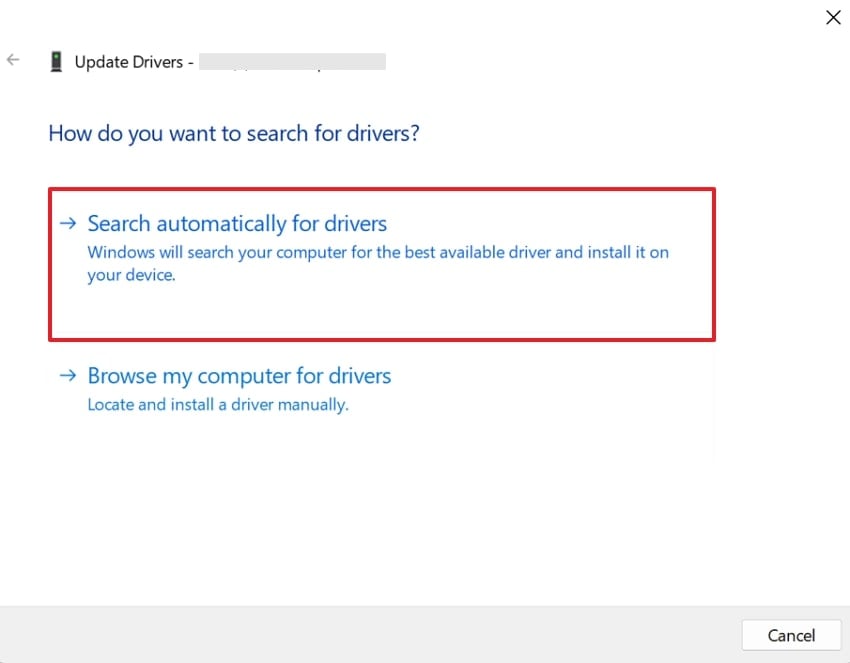 search automatically for drivers