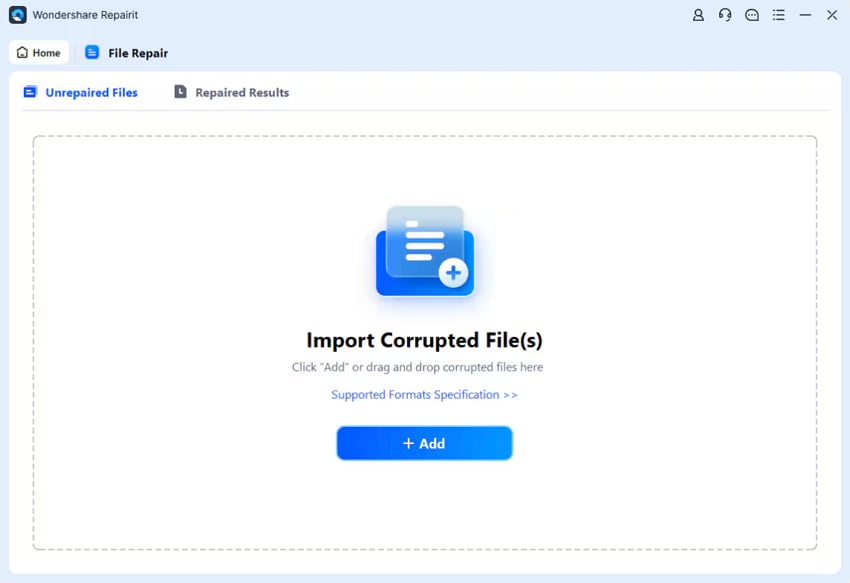 add corrupted pdf in repairit
