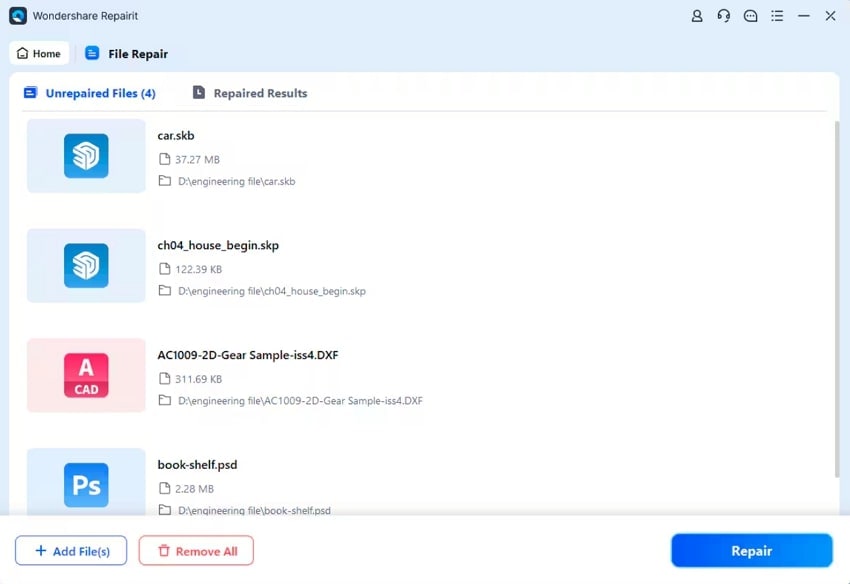 begin vwx file repair