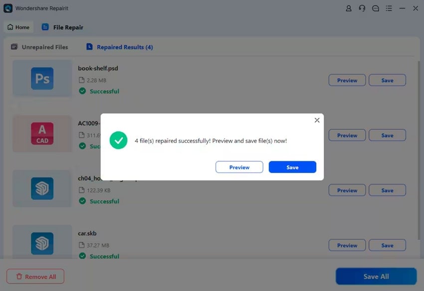 save repaired vwx file
