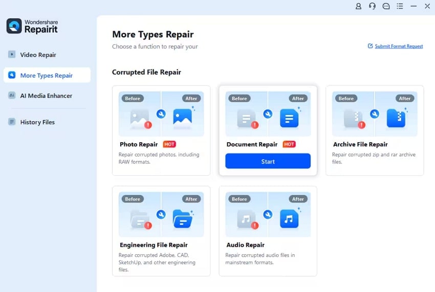 start document repair via repairit