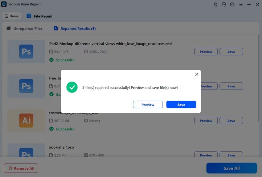 save repaired excel files