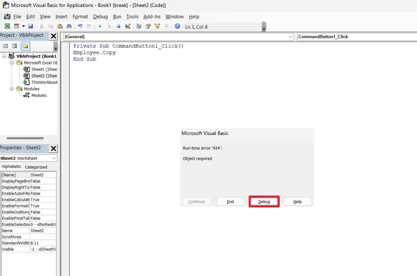 click debug and proceed