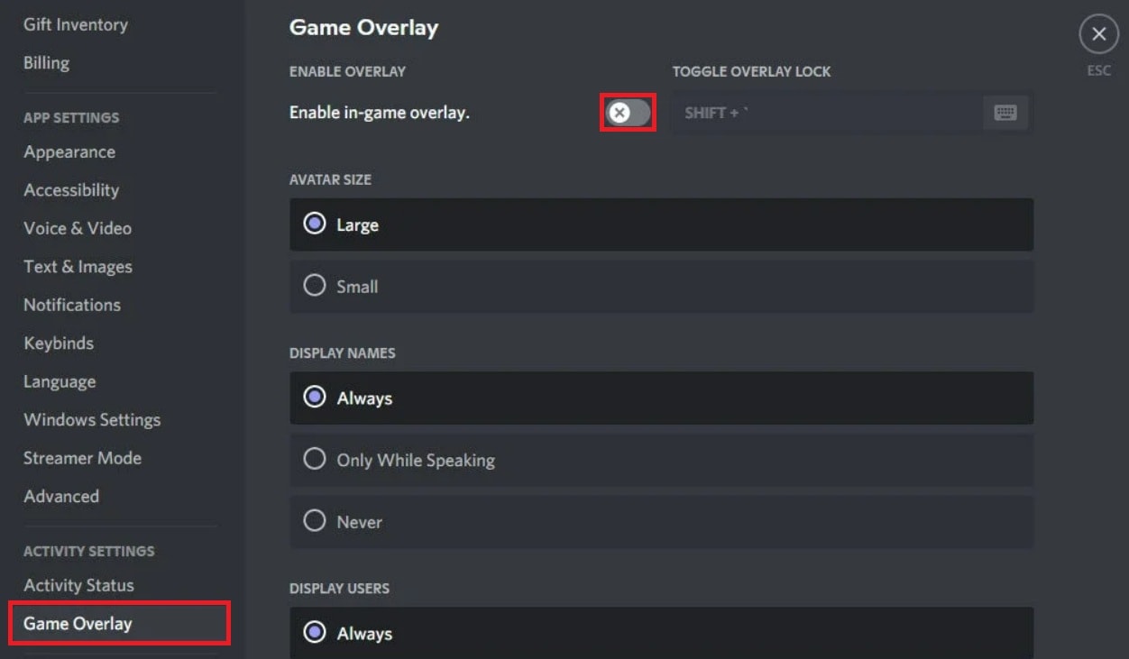 toggle off elden ring game overlay