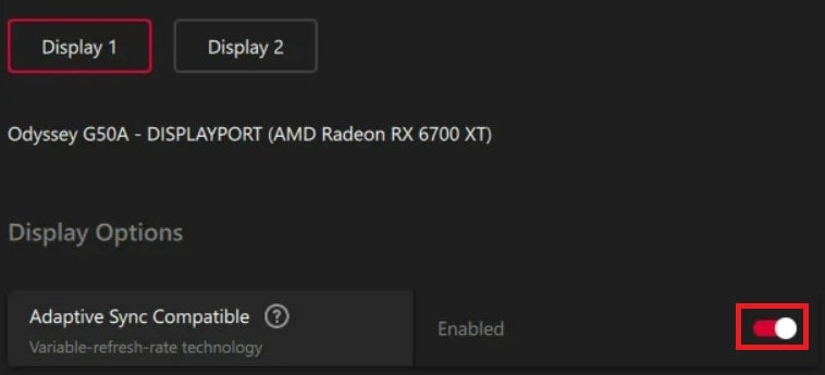 amd display enable adaptive sync compatible