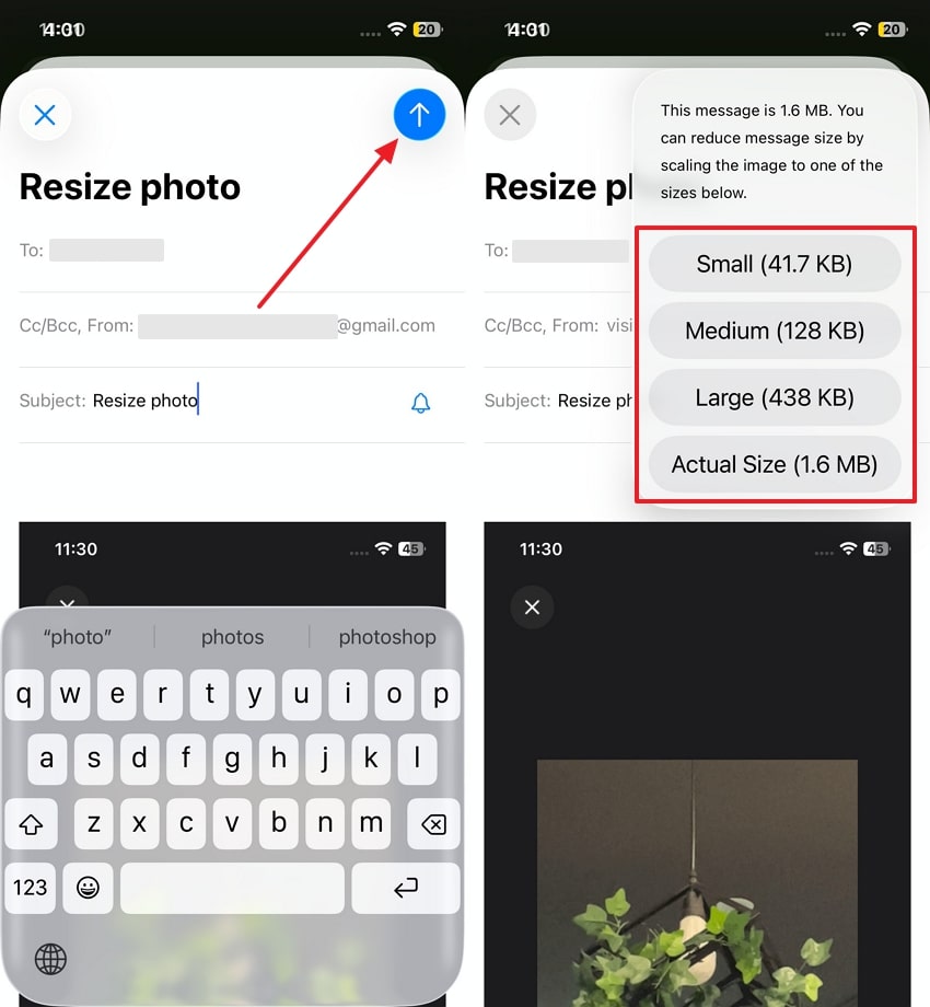 choose aspect ratio and send