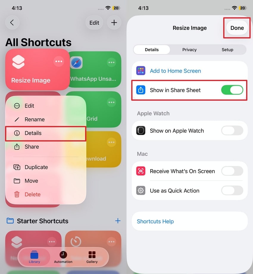 show in share sheet toggle
