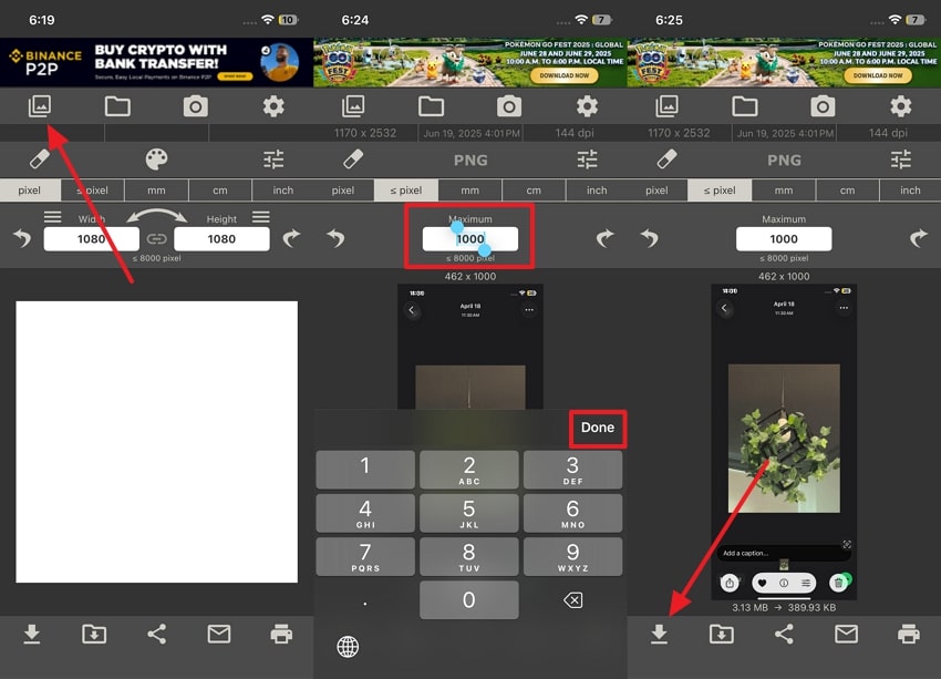 crop image using image size app