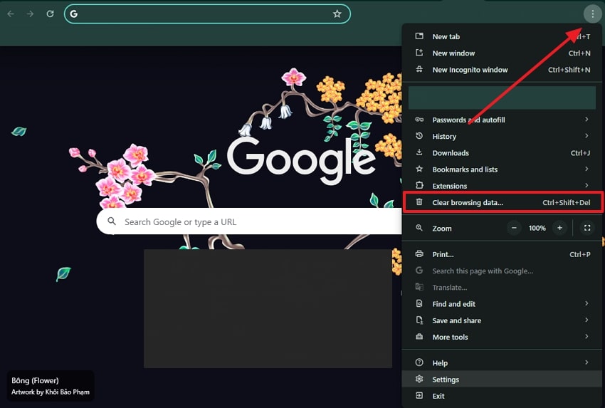 access clear browsing data feature
