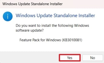confirm installation with yes