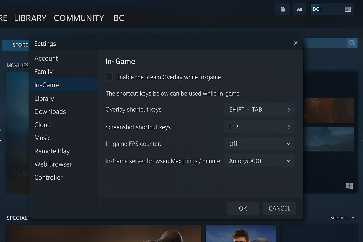 enable the steam overlay