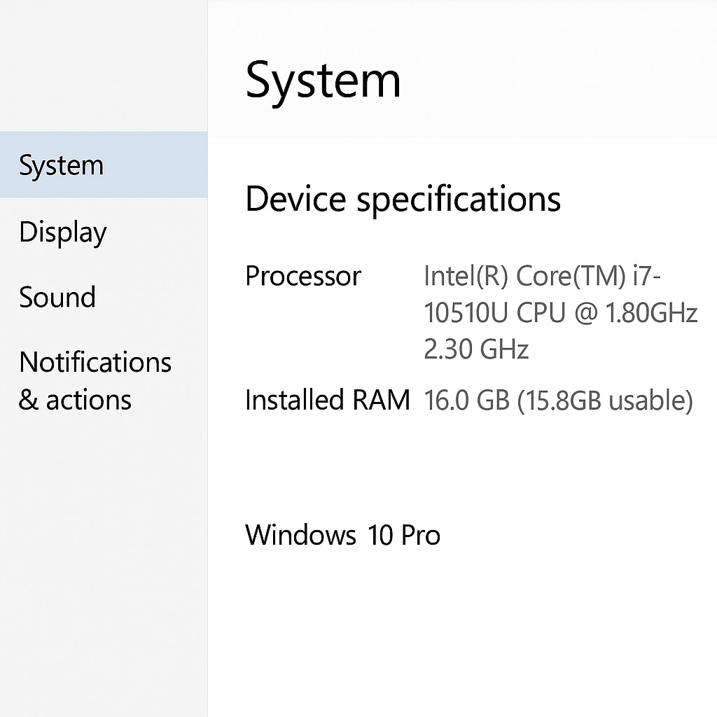under the system tab