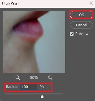 assign radius and tap ok