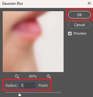 adjust radius and click ok