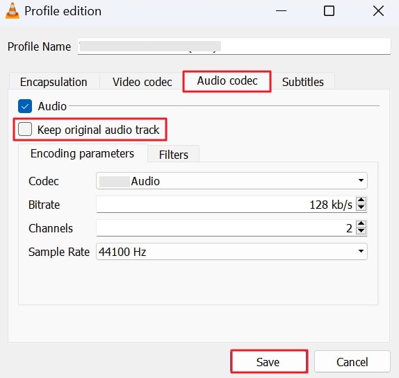 keep original audio track and save