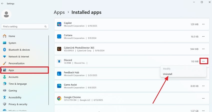 uninstall discord app to reinstall