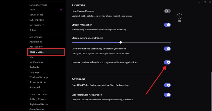 activate experimental audio capture method