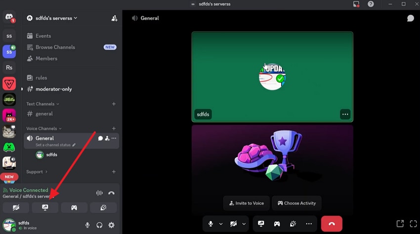 start screen sharing discord