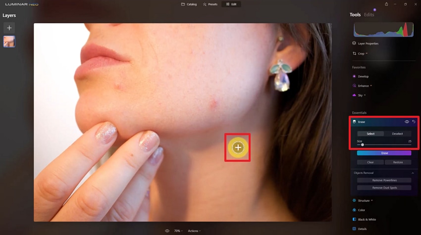 access eraser tool in luminar neo