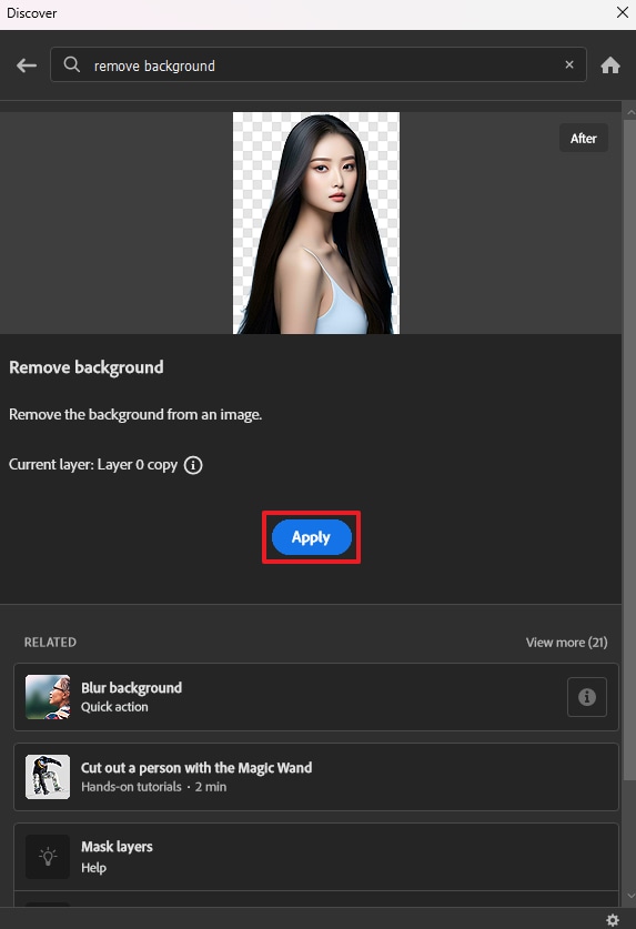 apply background removal feature