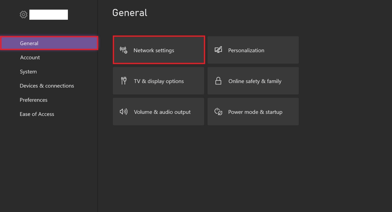 xbox network settings