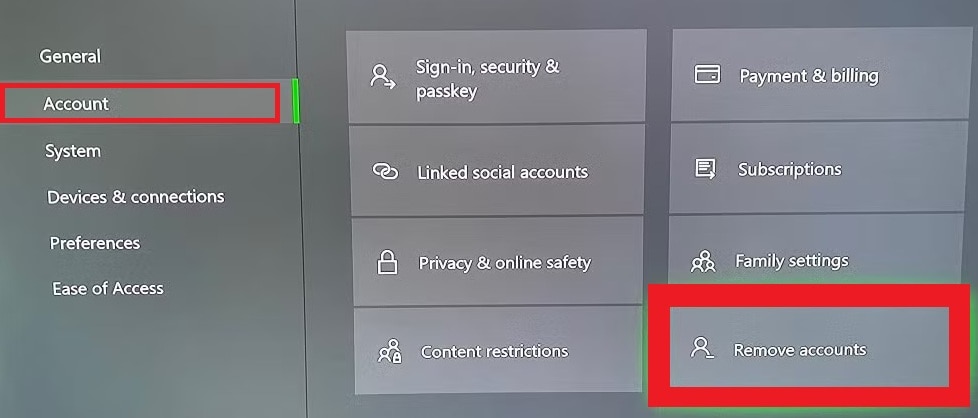 remove xbox accounts