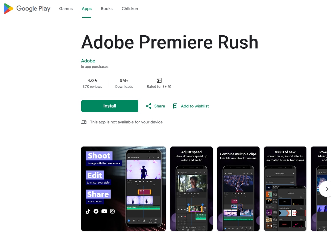 adobe premiere rush free download