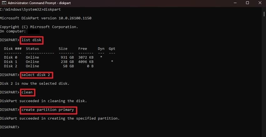 add commands and create partition