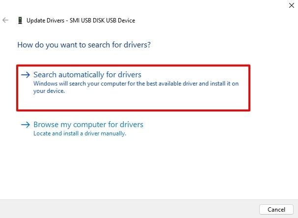 search automatically for drivers