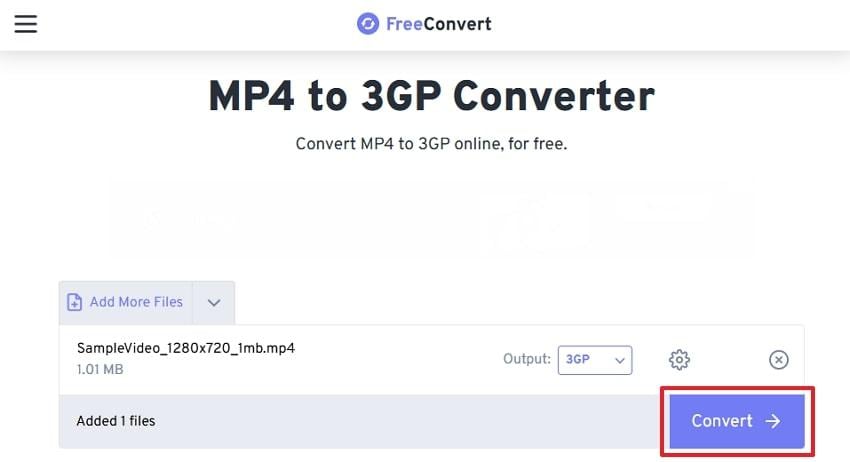click convert to initiate conversion