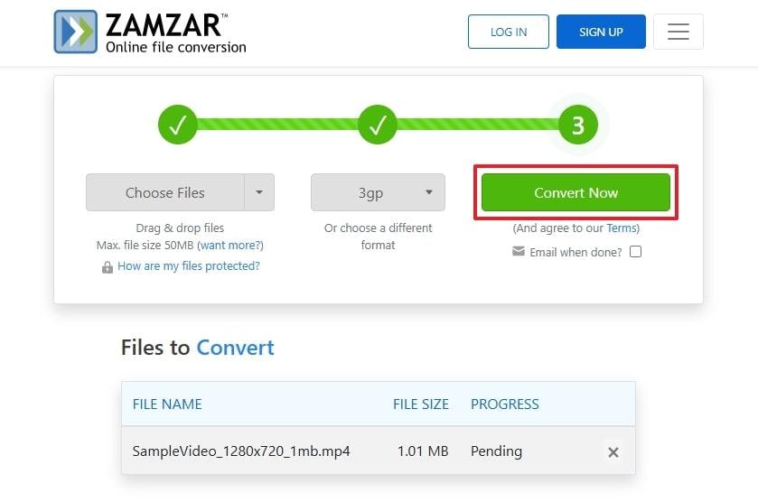 assign format and start conversion