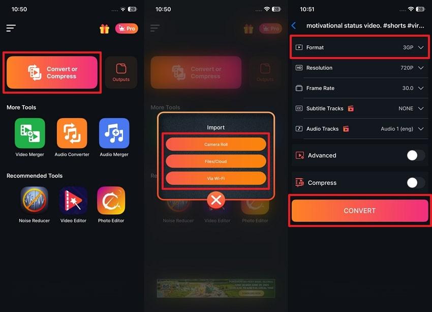 import file and tap convert