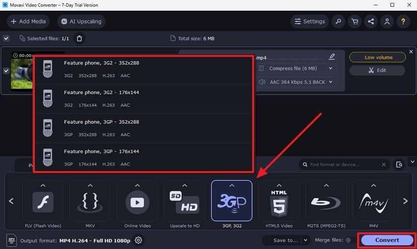 select format in movavi