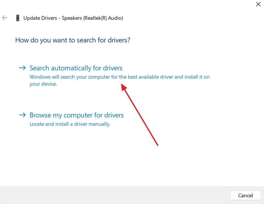 search automatically for drivers