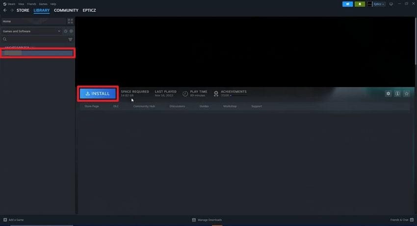again install and setup game