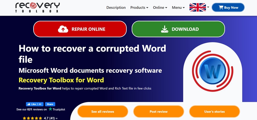recovery toolbox online interface