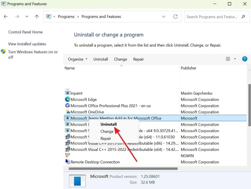 uninstall and download teams