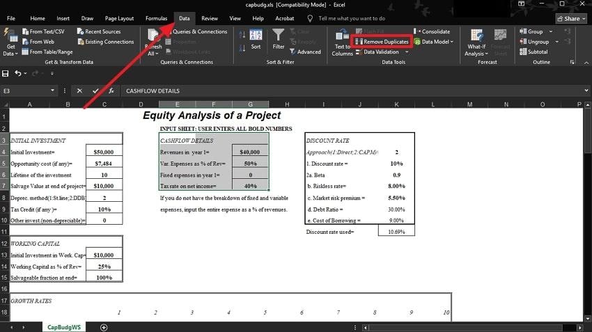 remove duplicates in table